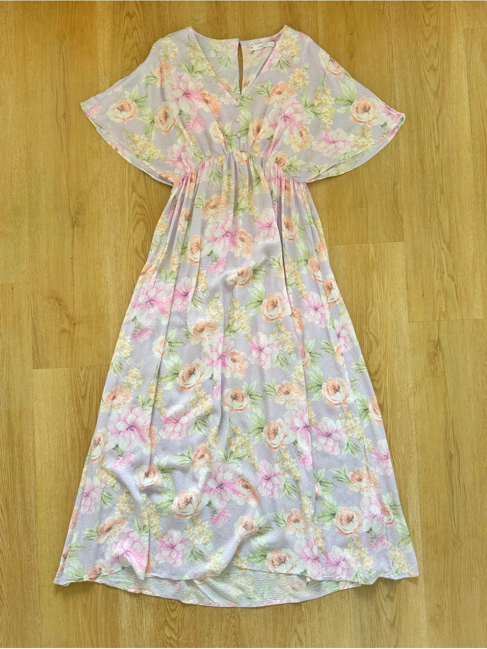 Floral Maxi Dress - Pastel Pink & Cream